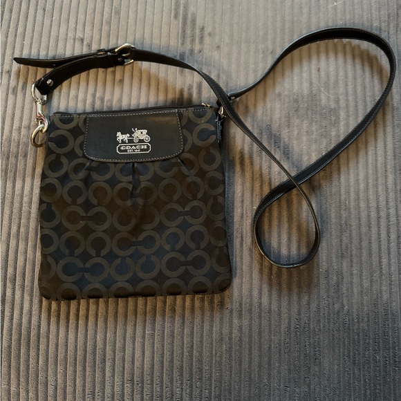 Coach Handbags - Coach Black and Silver Patterned Crossbody Bag